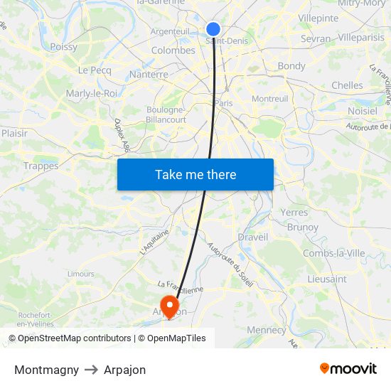 Montmagny to Arpajon map