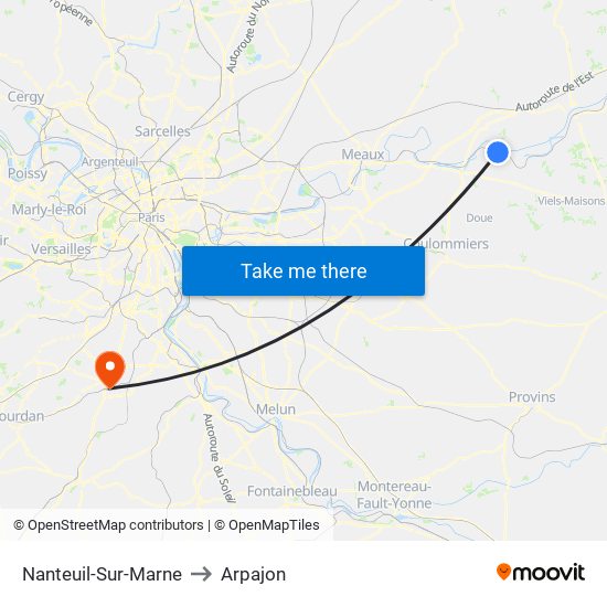 Nanteuil-Sur-Marne to Arpajon map