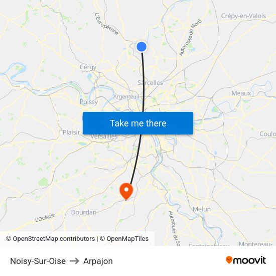 Noisy-Sur-Oise to Arpajon map