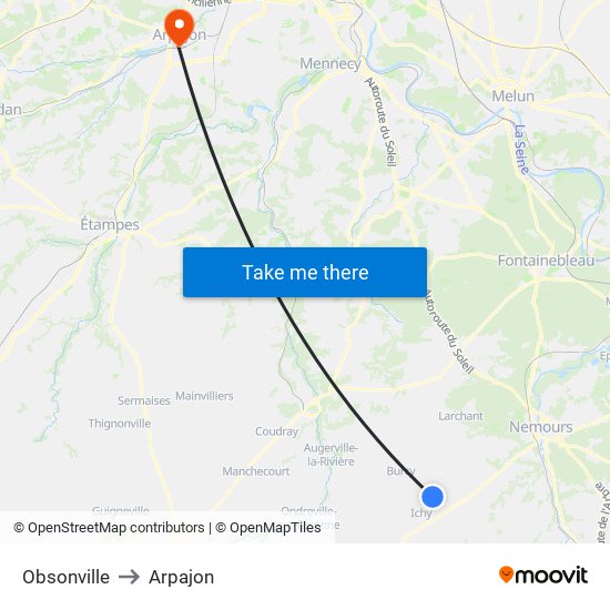 Obsonville to Arpajon map