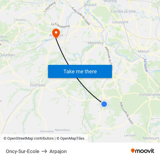 Oncy-Sur-Ecole to Arpajon map