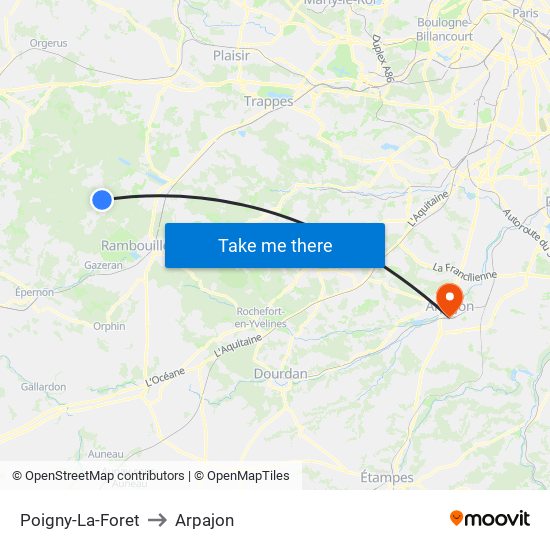 Poigny-La-Foret to Arpajon map