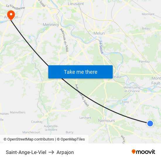 Saint-Ange-Le-Viel to Arpajon map