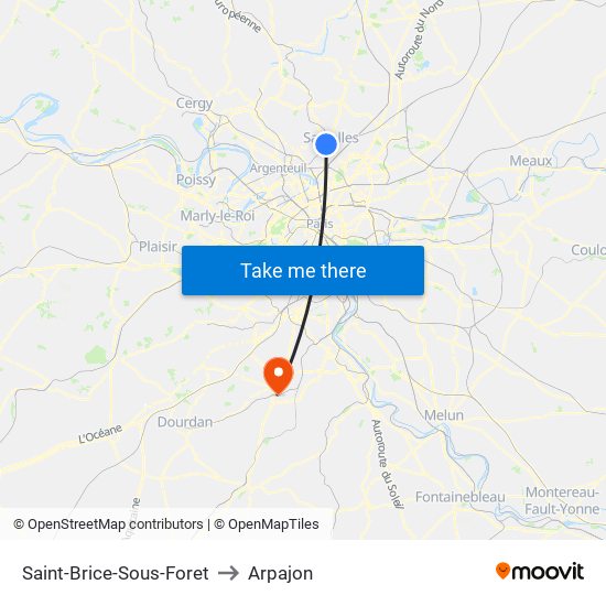 Saint-Brice-Sous-Foret to Arpajon map