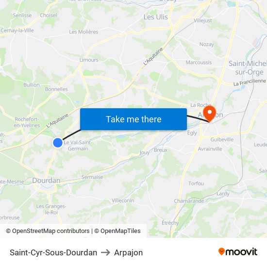Saint-Cyr-Sous-Dourdan to Arpajon map