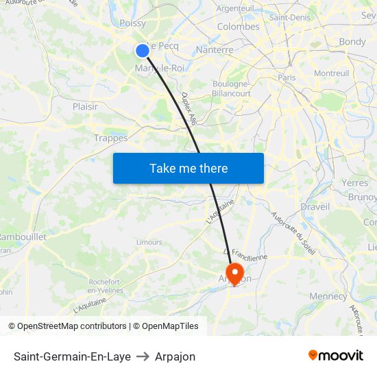 Saint-Germain-En-Laye to Arpajon map