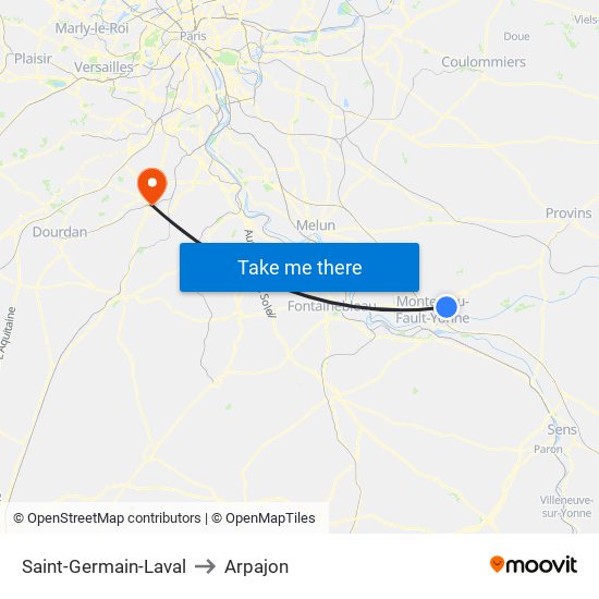 Saint-Germain-Laval to Arpajon map