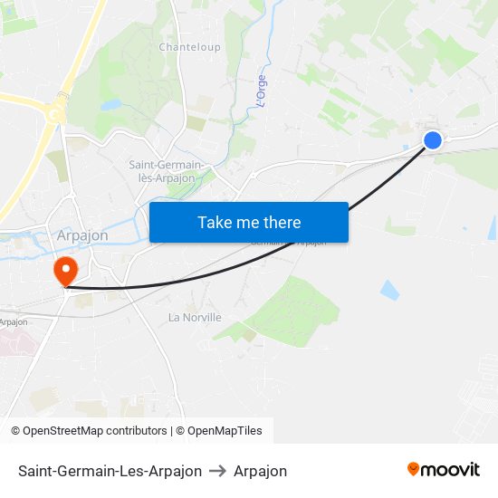 Saint-Germain-Les-Arpajon to Arpajon map