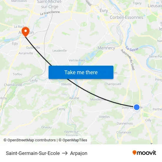 Saint-Germain-Sur-Ecole to Arpajon map