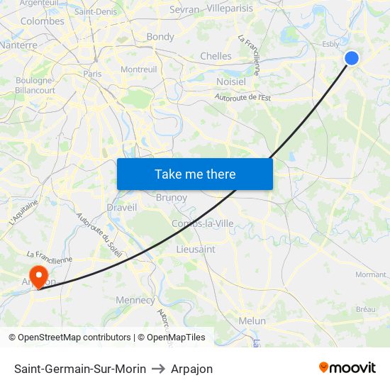 Saint-Germain-Sur-Morin to Arpajon map