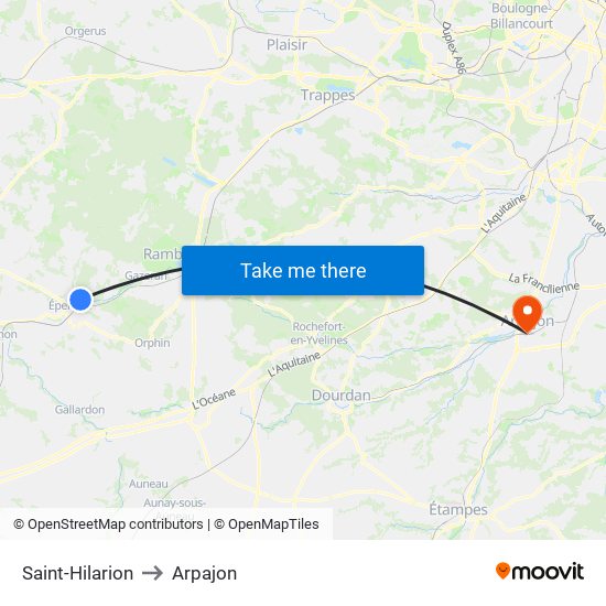 Saint-Hilarion to Arpajon map