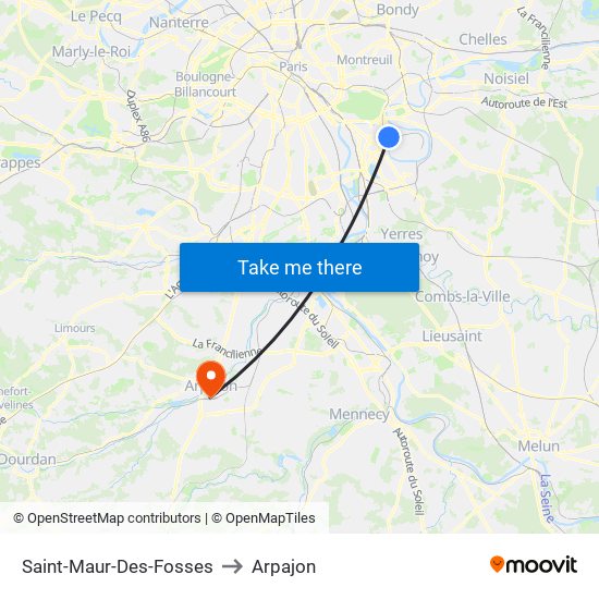 Saint-Maur-Des-Fosses to Arpajon map