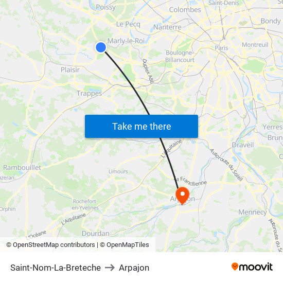 Saint-Nom-La-Breteche to Arpajon map