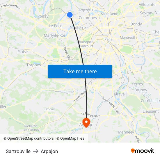 Sartrouville to Arpajon map