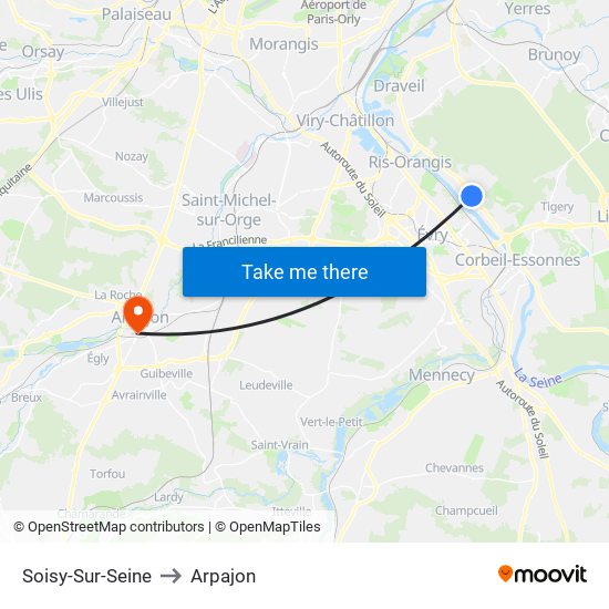 Soisy-Sur-Seine to Arpajon map