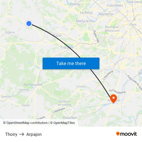 Thoiry to Arpajon map
