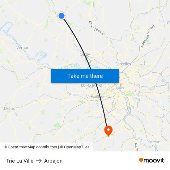 Trie-La-Ville to Arpajon map