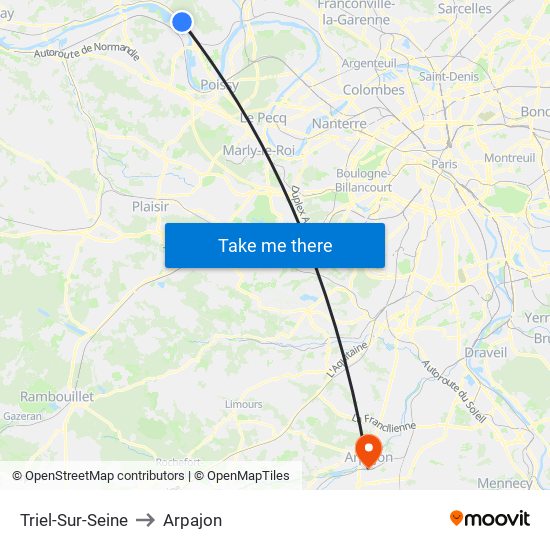 Triel-Sur-Seine to Arpajon map