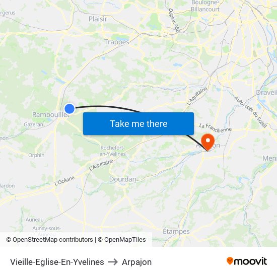 Vieille-Eglise-En-Yvelines to Arpajon map