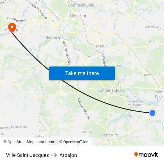 Ville-Saint-Jacques to Arpajon map