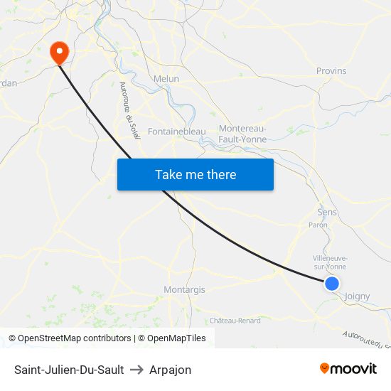 Saint-Julien-Du-Sault to Arpajon map