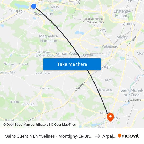 Saint-Quentin En Yvelines - Montigny-Le-Bretonneux to Arpajon map