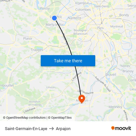 Saint-Germain-En-Laye to Arpajon map