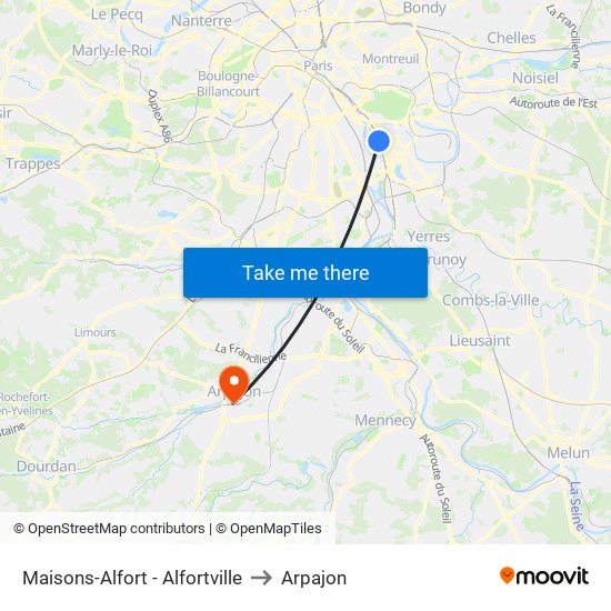 Maisons-Alfort - Alfortville to Arpajon map