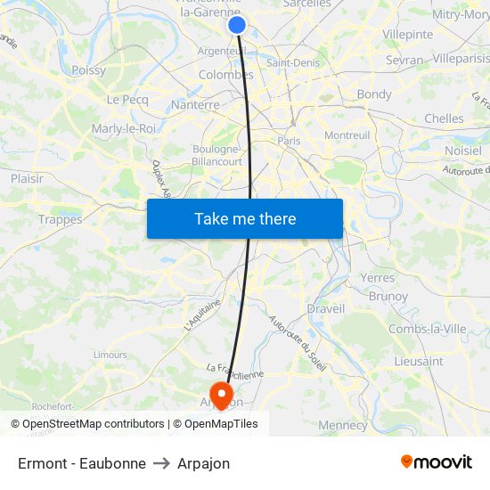Ermont - Eaubonne to Arpajon map