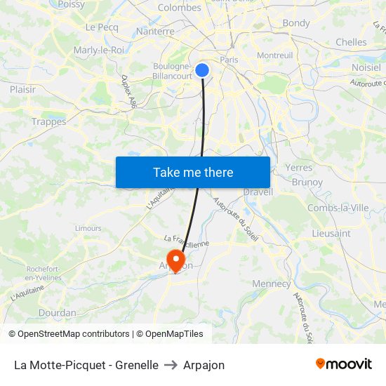 La Motte-Picquet - Grenelle to Arpajon map