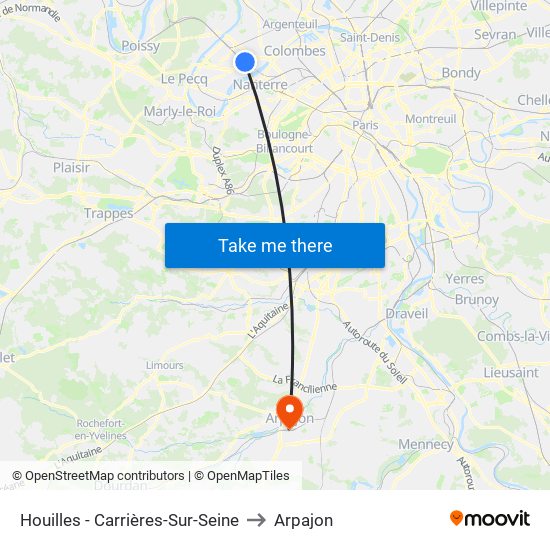 Houilles - Carrières-Sur-Seine to Arpajon map