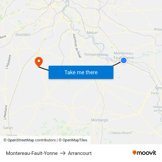 Montereau-Fault-Yonne to Arrancourt map