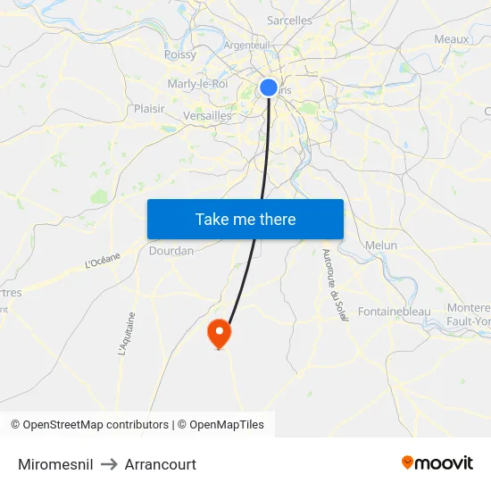 Miromesnil to Arrancourt map