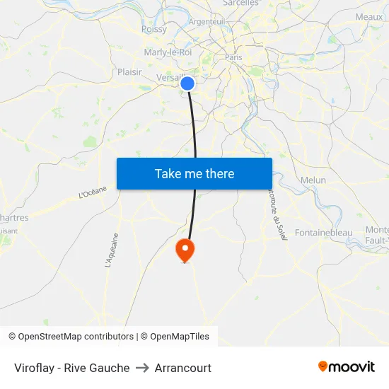 Viroflay - Rive Gauche to Arrancourt map