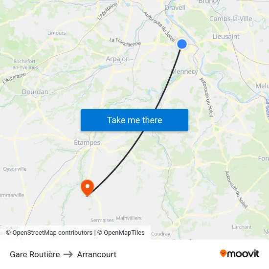Gare Routière to Arrancourt map
