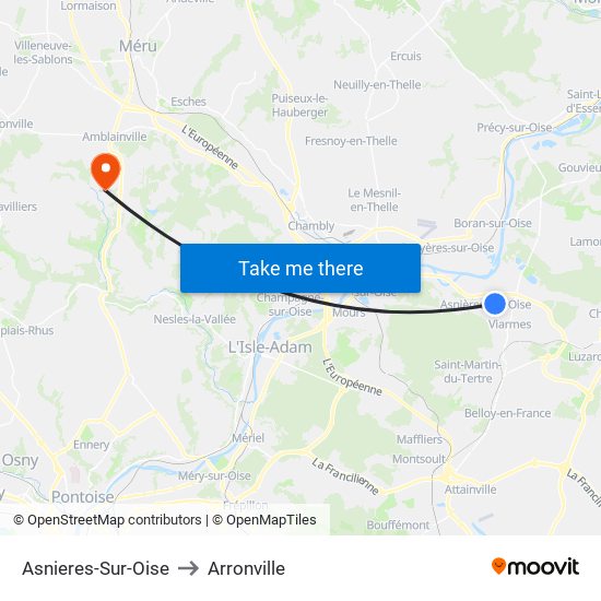 Asnieres-Sur-Oise to Arronville map