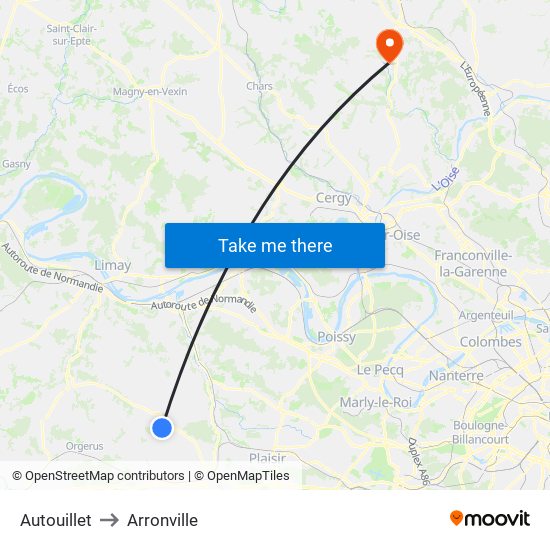 Autouillet to Arronville map