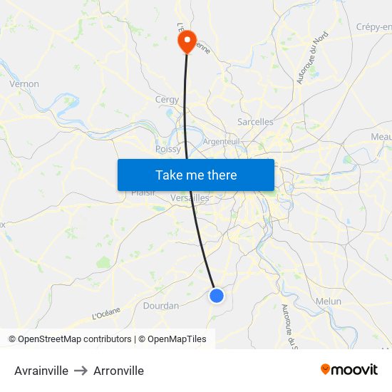 Avrainville to Arronville map