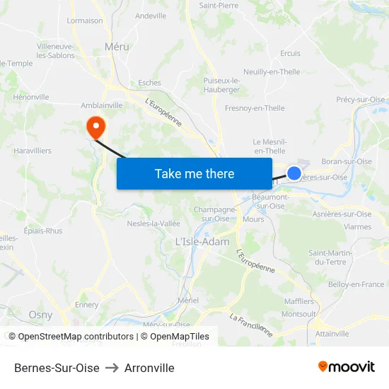 Bernes-Sur-Oise to Arronville map