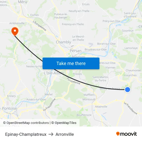 Epinay-Champlatreux to Arronville map