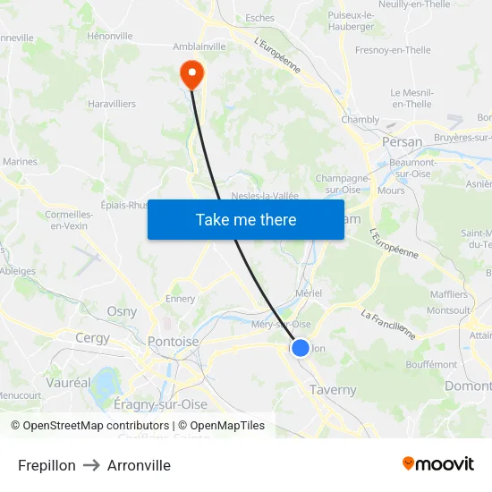 Frepillon to Arronville map