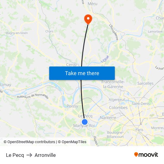 Le Pecq to Arronville map