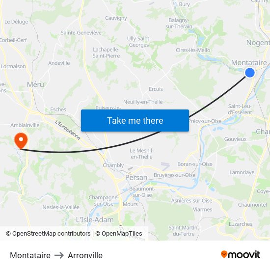 Montataire to Arronville map