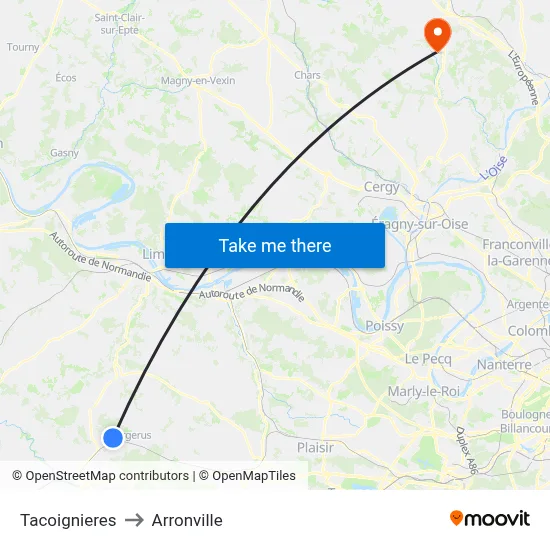 Tacoignieres to Arronville map