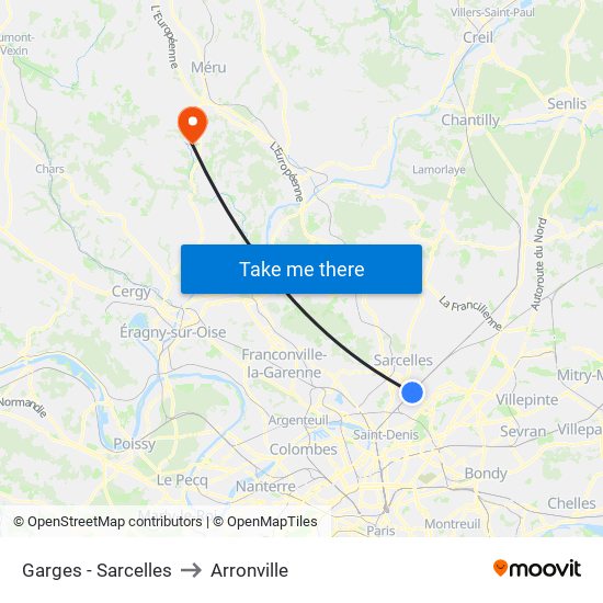 Garges - Sarcelles to Arronville map