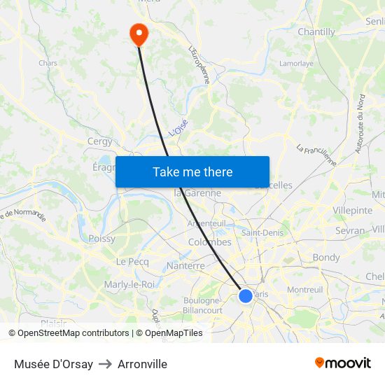Musée D'Orsay to Arronville map