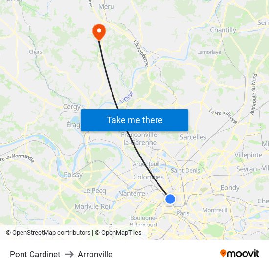 Pont Cardinet to Arronville map