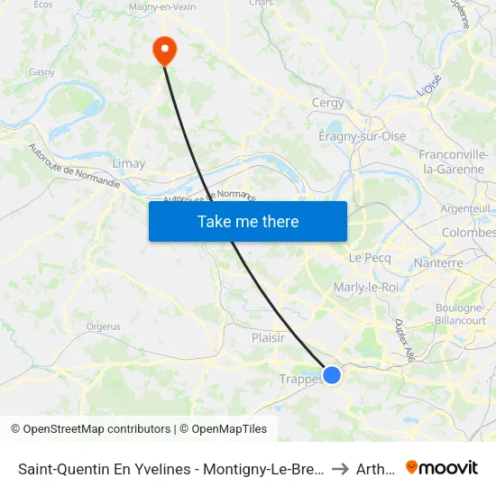 Saint-Quentin En Yvelines - Montigny-Le-Bretonneux to Arthies map