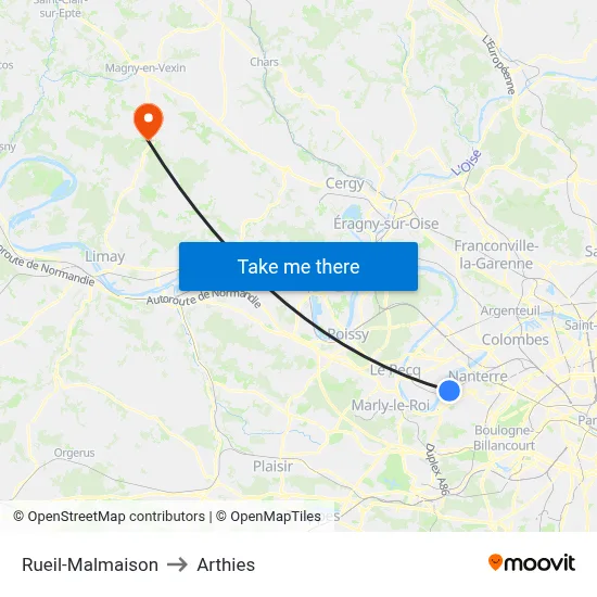 Rueil-Malmaison to Arthies map