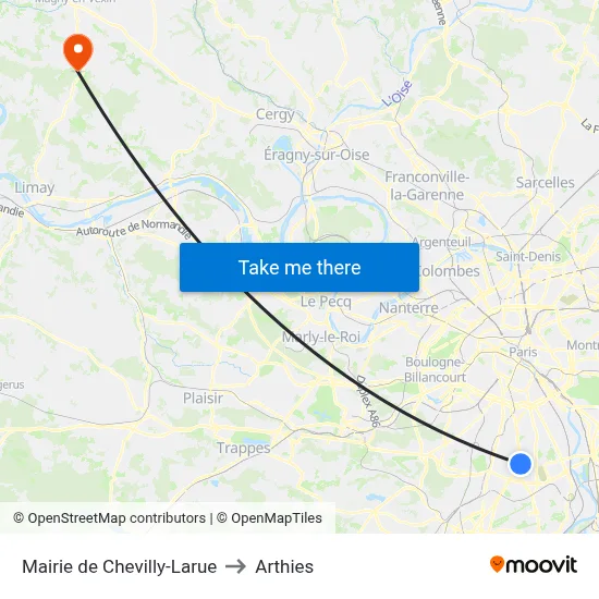 Mairie de Chevilly-Larue to Arthies map